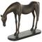 11.5" Bronze & Brushed Gold Polystone Horse Sculpture with Black Oval Base